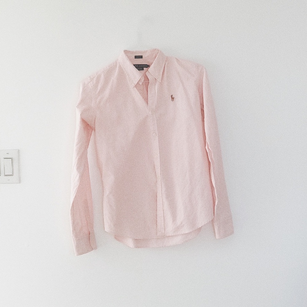 Striped Knit Oxford Shirt - Pink